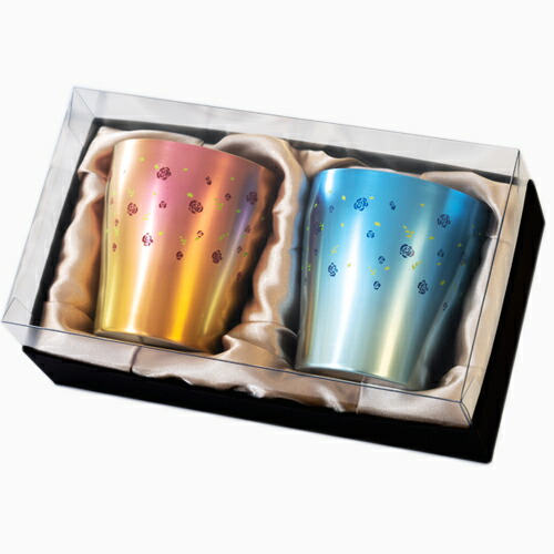 【直送品】チタン二重タンプラー 華チタン ローズ 青み・サクラ色2色仕掛ける 245t-T15BR250BP φ80×H84粍 250ml かざり付ける箱入 ホリエ2026【ヘルシ必要経費】勝手もと設備 食器 酒器 優勝杯 水飲み タンプラー