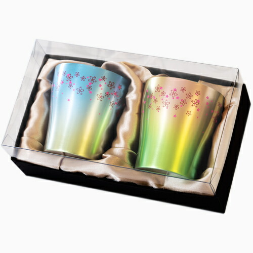 【直送品】チタン二重タンプラー 華チタン 桜舞 青み・サクラ色2個仕掛ける 245t-T15OB250BP φ80×H84粍 250ml かざり付ける箱入 ホリエ2026【ヘルシ必要経費】勝手もと設備 食器 酒器 優勝杯 水飲み タンプラー