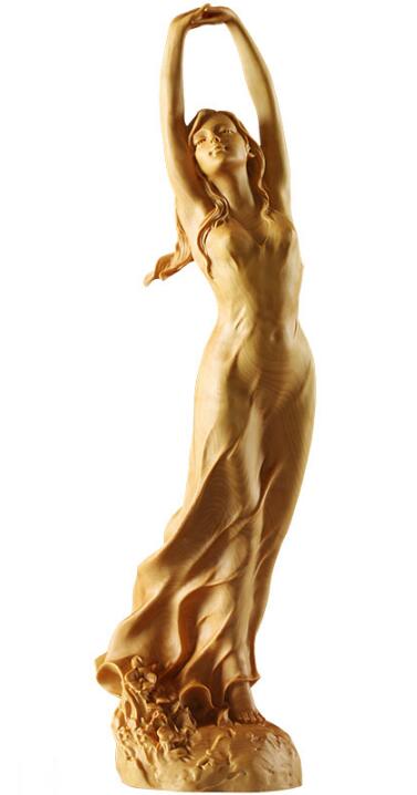 本黄楊一杢彫 魅せられて彫刻 天然木 美術 工芸品 アート インテリア|美と健康をサポート モンスティル