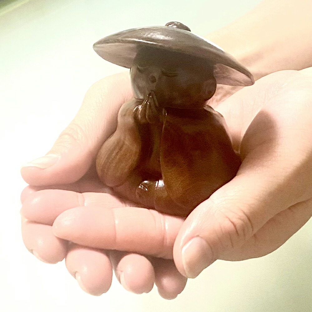 黒檀一杢彫り 「御願地蔵」【ヘルシ価格】 彫刻 木彫り お地蔵様 手彫り 黒檀 地蔵尊｜美と健康をサポート　モンスティル