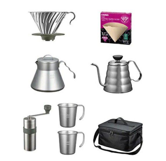 【直送品】【4個書き割り】HARIO ハリオ V60 アウトドアコーヒーフルセット O-VOCF 【ヘルシ通貨価値】 珈琲装置 アウトドア ドリッパー 湯わかし サーヴァー カップ 珈琲粉砕機 こし器 御徒面子 ドリップ