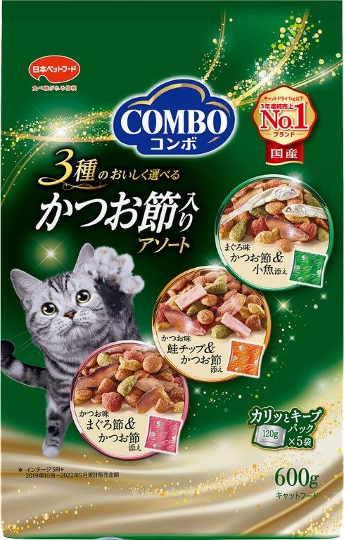 【直送品】【12個セット】コンボ キャット かつお節入り アソート 600gx12個セット ペット食品 猫 栄養補給食品 キャットフード 総合栄養食