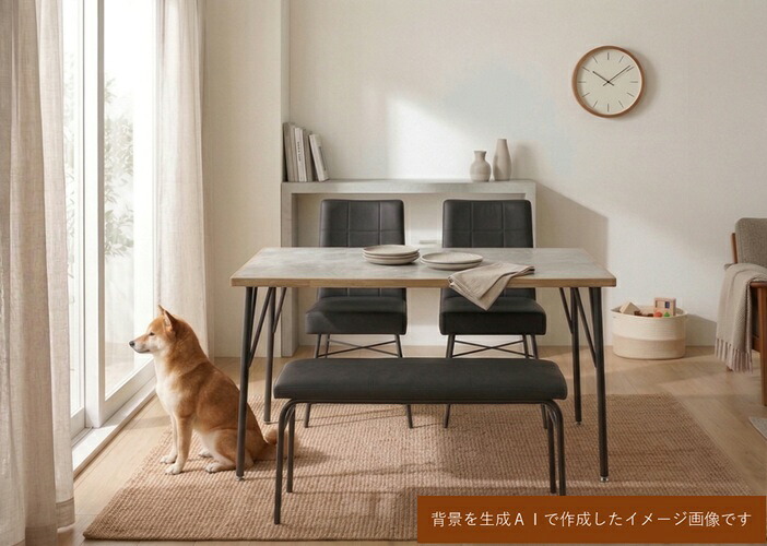 ダイニングベンチ 背もたれなし 背なし 合皮 サッと拭ける スチール脚 ブラック ライトグレー シンプル スタイリッシュ 組立