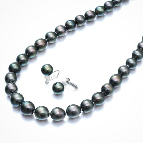 楽天市場】8.0mm〜10.0mm 南洋 黒蝶 真珠 ネックレス イヤリングセット