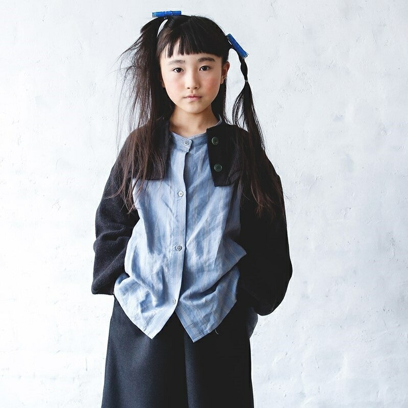 Michirico ミチリコ 22aw 秋冬 子供服 Stripe Linen Shirts リネンストライプシャツ ベージュ スカイブルー S 90 100cm M 100 115cm L 115 130cm Xl 130 140cm 長袖 トップス 子供 キッズ 男の子 女の子 おしゃれ 人気ブランド 人気商品は