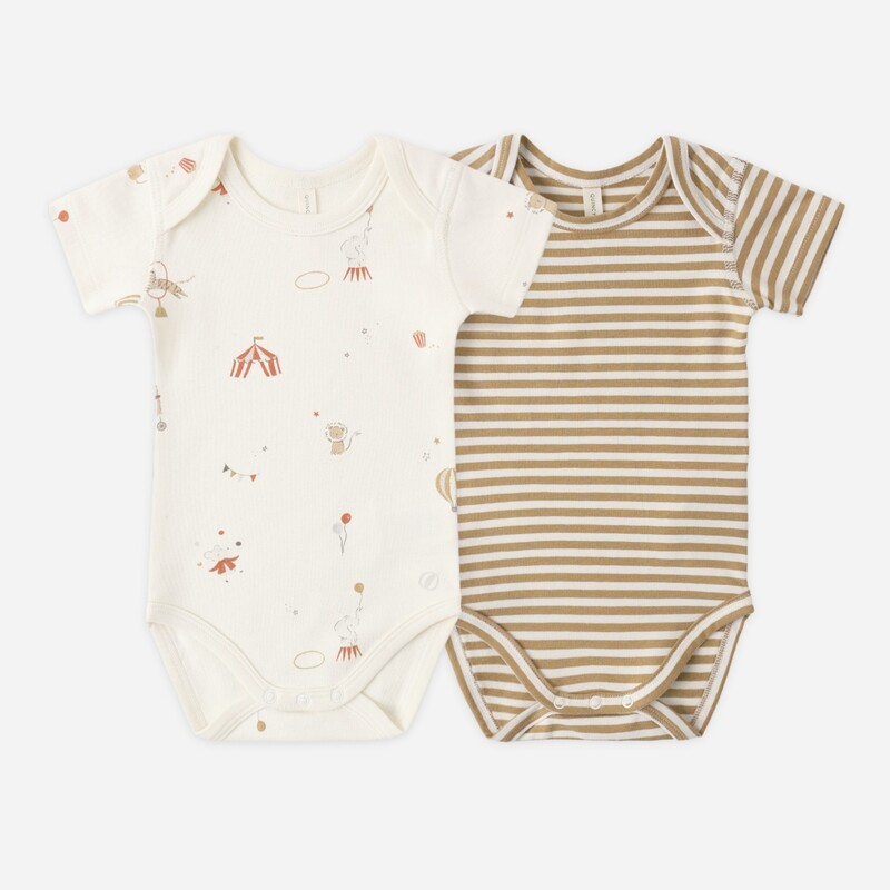 \u003cBR\u003e【D2】Quincy Mae(クインシーメイ) 2026SS  春夏 ベビー服SHORT SLEEVE BODYSUIT PACK -CARNIVAL, HONEY STRIPE- ショートスリーブボディスーツパック |  70糎80糎 90糎 赤ちゃん ロンパース 押しかぶせる櫂 ご生み出すこと儀式用 差し上げ物