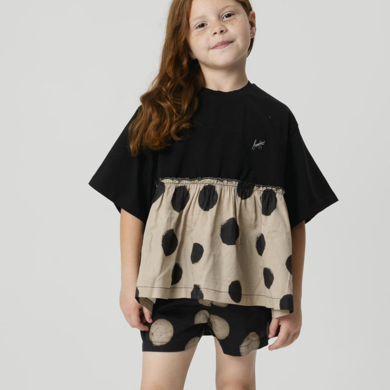 WOLF&RITA / ウルフアンドリタ 2026SS 26ss 春夏 子供服 ARIEL T-shirt -ash- 異素材トップス | カットソー Tシャツ 子供 キッズ 女の子 おしゃれ かっこいい 人気ブランド｜インポート子供服＆おもちゃLePuju