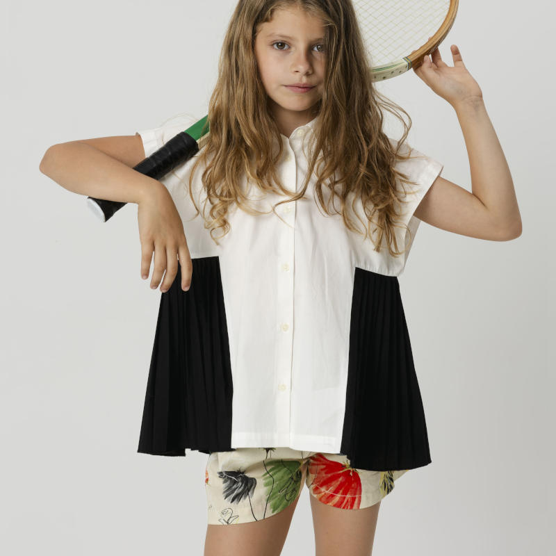 WOLF&RITA / ウルフアンドリタ 2026SS 26ss 春夏 子供服 ROSA BLOUSE -ash- プリーツ使いバイカラーブラウス | 子供 キッズ 女の子 おしゃれ かっこいい 人気ブランド｜インポート子供服＆おもちゃLePuju