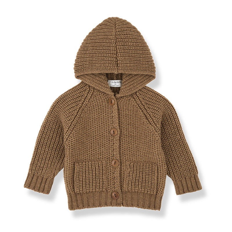 1 + インチ the family / ワンモアインザファミリー 2025AW 25aw 秋冬 ベビー服  MORTEN-bb -castagna- hooded jacket ボンネット付き添い人上衣 |  ジレー 編み物上衣 編み物パーカー オシャレ 愛くるしげ 小わっぱ服