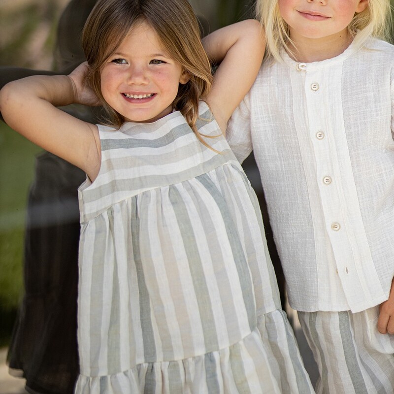 1 + インチ the family / ワンモアインザファミリー 2026SS 26ss 春夏 ベビー服  CALONGE -beige- ノースリーブ縞模様柄衣裳 | オシャレ  衣裳  ノースリーブ 愛くるしげ 小わっぱ服