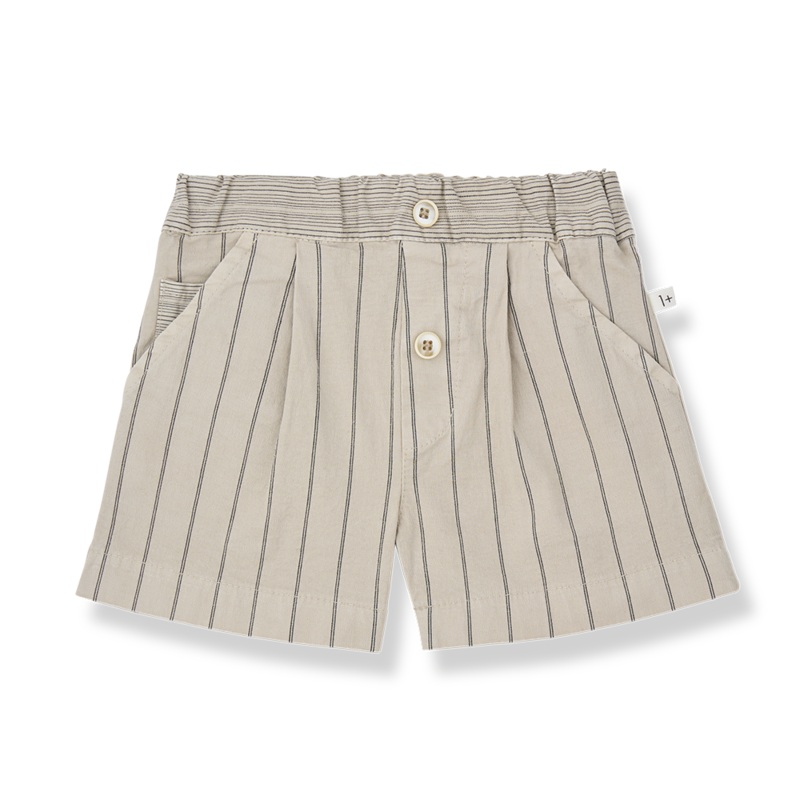 1 + in the family / ワンモアインザファミリー 2026SS 26ss 春夏 ベビー服 MONRAS -beige- ストライプ柄ショートパンツ| オシャレ かわいい 子供服