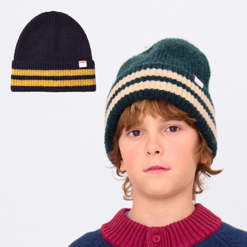 【drop2】TINYCOTTONS / タイニーコットンズ 2025AW 25aw 秋冬 ちびっ子服 Stripes Beanie  キッズストライプビーニー| キッズ お坊っちゃん お嬢さん 鳥打ち帽 編み物帽 ビーニー帽  今めかしい  一般受けブランド名 差し上げ物