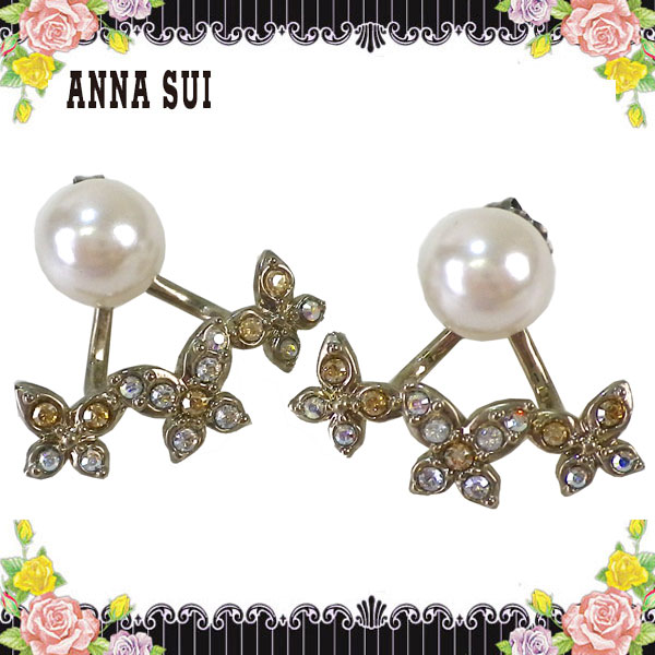 非売品 ピアス アクセサリー Sui ピアス Anna 全品送料無料 アナスイ 蝶 バレンタイン ハロウィン クリスマス ブランド ジュエリー 大きめ ストーン 2way クリア ホワイト 白 パール 真珠 バタフライ チョウ Www Dgb Gov Bf