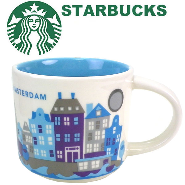 楽天市場 海外限定 Starbucks スターバックス コーヒー スタバ マグカップ You Are Here Collectionシリーズ オランダ アムステルダム Amsterdam 食器 ロゴ世界 水色 青 ライトブルー 白 ホワイト マグ コップ 陶器 ブランド クリスマス ハロウィン バレンタイン