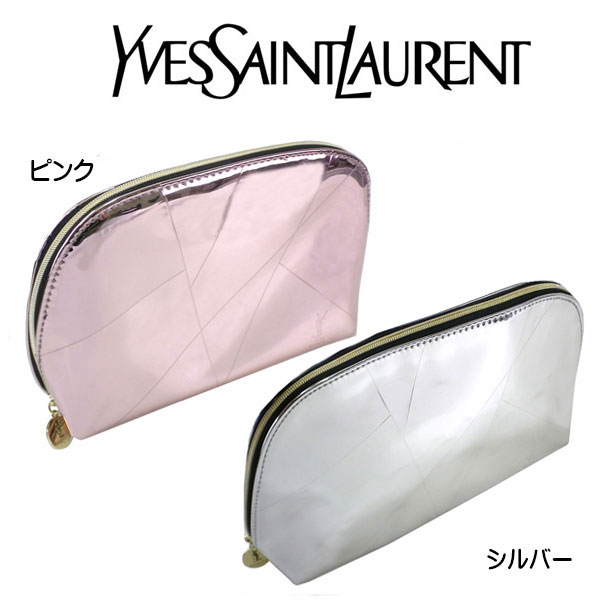 楽天市場 海外限定 イヴサンローラン Yves Saint Laurent Ysl ポーチ 小物入れ ロゴ ピンク シルバー エナメル 化粧 メイク キラキラ かわいい 化粧ポーチブランド コスメ ブランド クリスマス ハロウィン バレンタイン Moncachette