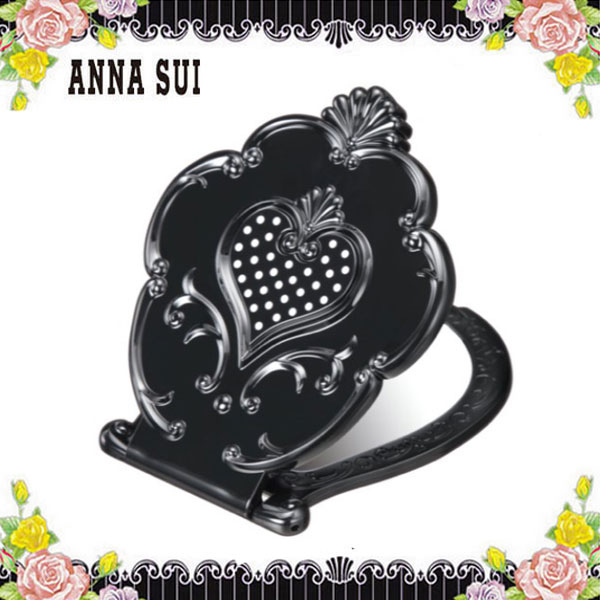 アナスイ Anna Sui スイ ブラック コンパクト ミラー 鏡 コンパクト Sui Black ビューティー ミラー かわいい おしゃれ ギフト プレゼント お返し 黒 ブラック ロゴ ハート ドット 水玉 正規品 ブランド クリスマス ハロウィン バレンタイン Devils Bsp Fr