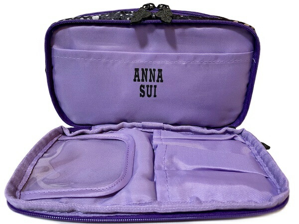 楽天市場 アナスイ Anna Sui ポーチ Wファスナー 水玉 ドット かわいい 四角 おしゃれ ギフトプレゼント ティッシュケース スクエア メイク コスメ 化粧 ブラシ 小物入れ パープル ブラック ブランド クリスマス ハロウィン バレンタイン Moncachette