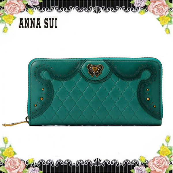 アナスイ ANNA SUI Bag & Wallet エレノア ラウンド 長財布 財布 ターコイズ 蝶 バタフライ 牛革 小銭入れあり ウォレット バラ 薔薇 ブランド クリスマス ハロウィン バレンタイン 新年 新居祝い お返し 誕生日 プレゼント ギフト