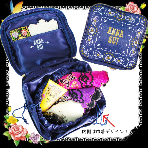 楽天市場 アナスイ Anna Sui バニティ ポーチ デニム 四角 スクエア ロゴ 巾着 小物入れ かわいい プレゼント ギフト 大容量 おしゃれ メイク コスメ 化粧 ブランド クリスマス ハロウィン バレンタイン Moncachette