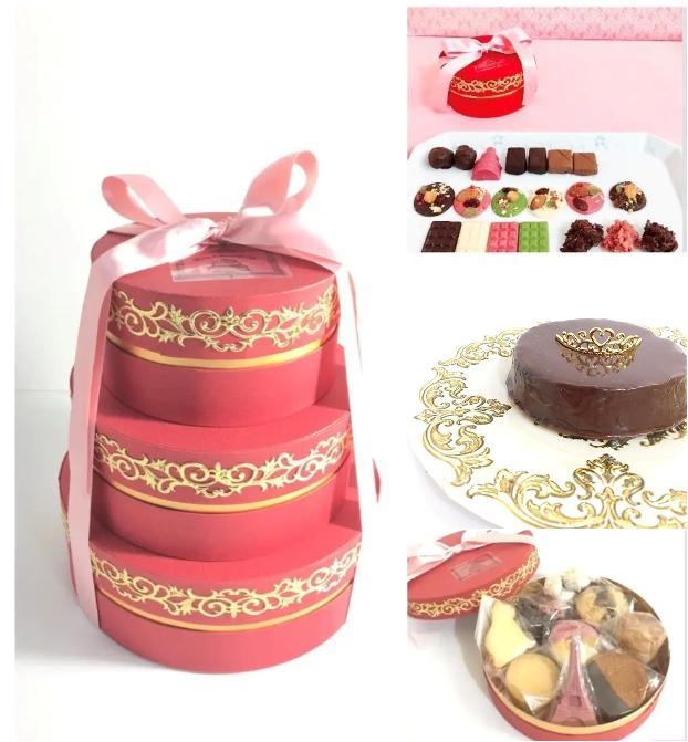 楽天市場 夏季販売休止です 高級ショコラサブレ詰め合わせ3段ケーキ スイーツギフトbox プレミアムチョコレー クッキー詰め合わせ トリュフ クッキー缶風 生ザッハトルテ 焼き菓子 チョコレートケーキ お祝 バレンタイン ホワイトデー プレゼント Mon Chocolatly