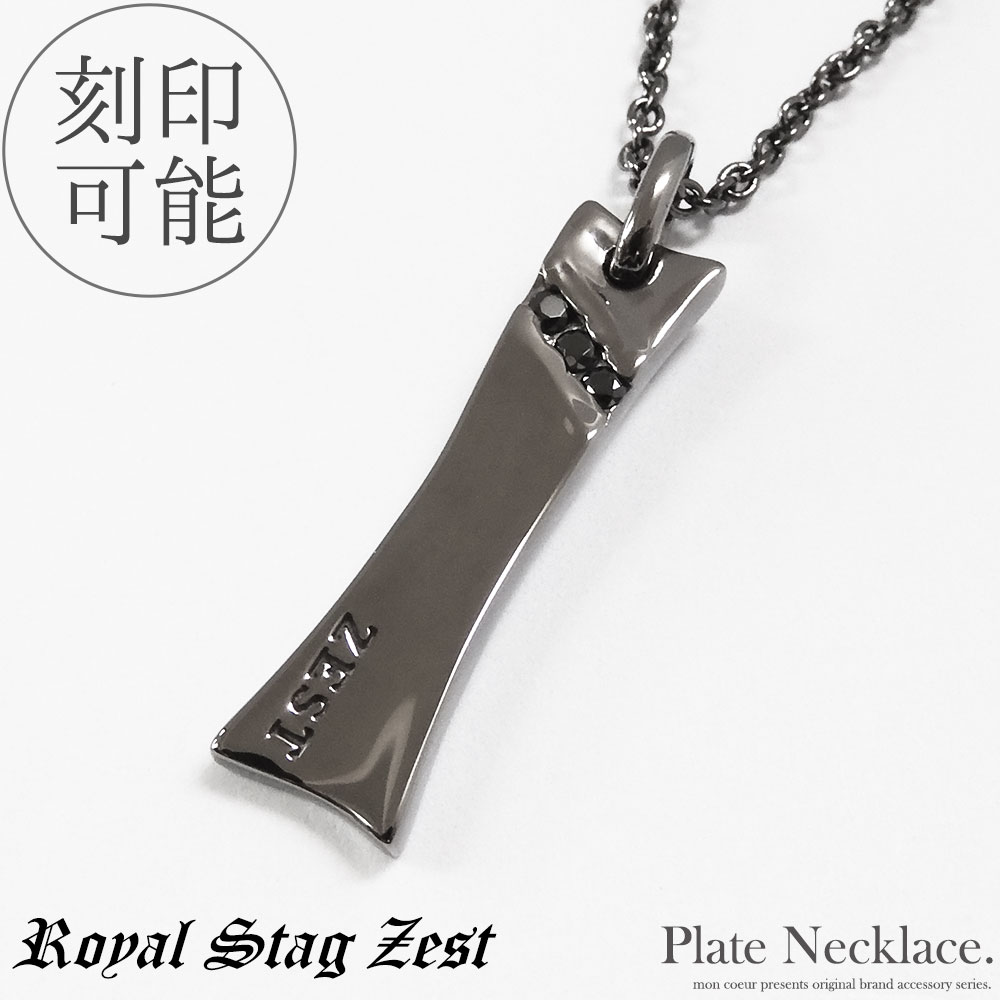 単品販売 プレート ネックレス キュービックジルコニア CZ シルバー925 メンズ ギフト プレゼント ブラック Royal Stag Zest ロイヤルスタッグゼスト ブランド