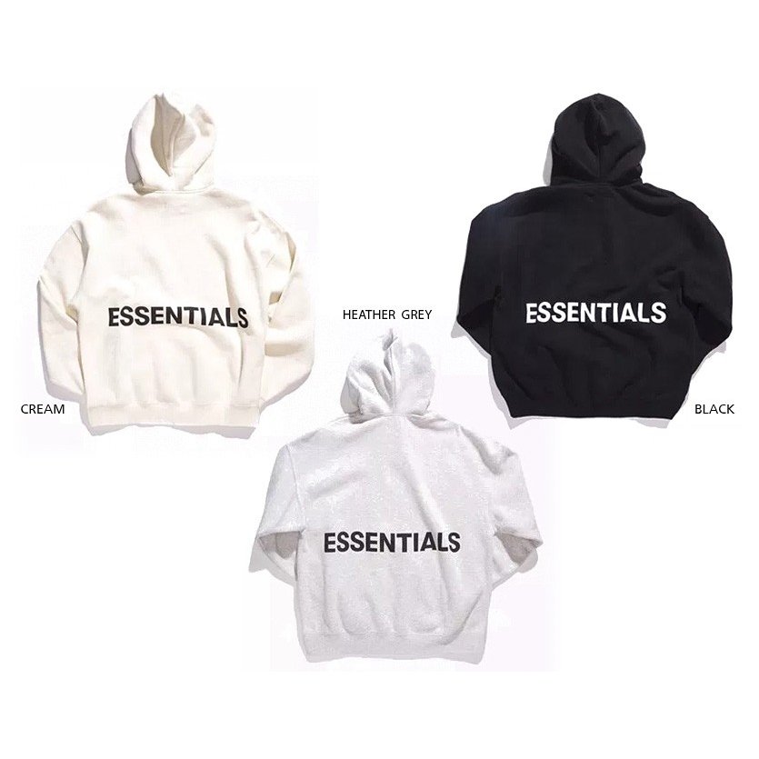 fear of god essentials graphic pullover hoodie black