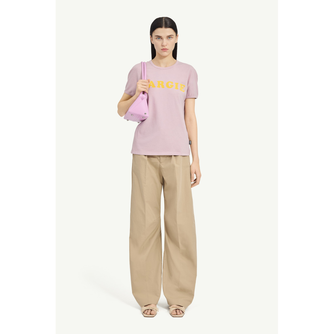 MM6 Maison Margiela | エムエムシックス  VINTAGE JERSEY T-SHIRT  PINK (S62GD0212M20108224) 【 貨物輸送無料 】 置き目品 置き目 トップス プルオーバー 半袖 遊撃手捩り 二分の一捩り 刷り上げる