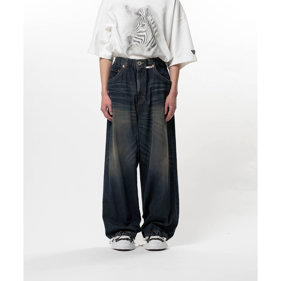 Maison MIHARA YASUHIRO | メゾンミハラヤスヒロ Light Denim Wide Pants  INDIGO  (J16PT123) 26SS 26春夏 ズボン下 ジーンズ 点火装置ジーンズ 調査報告付け紙 広広とした 広広としたズボン下 広広としたジーンズ