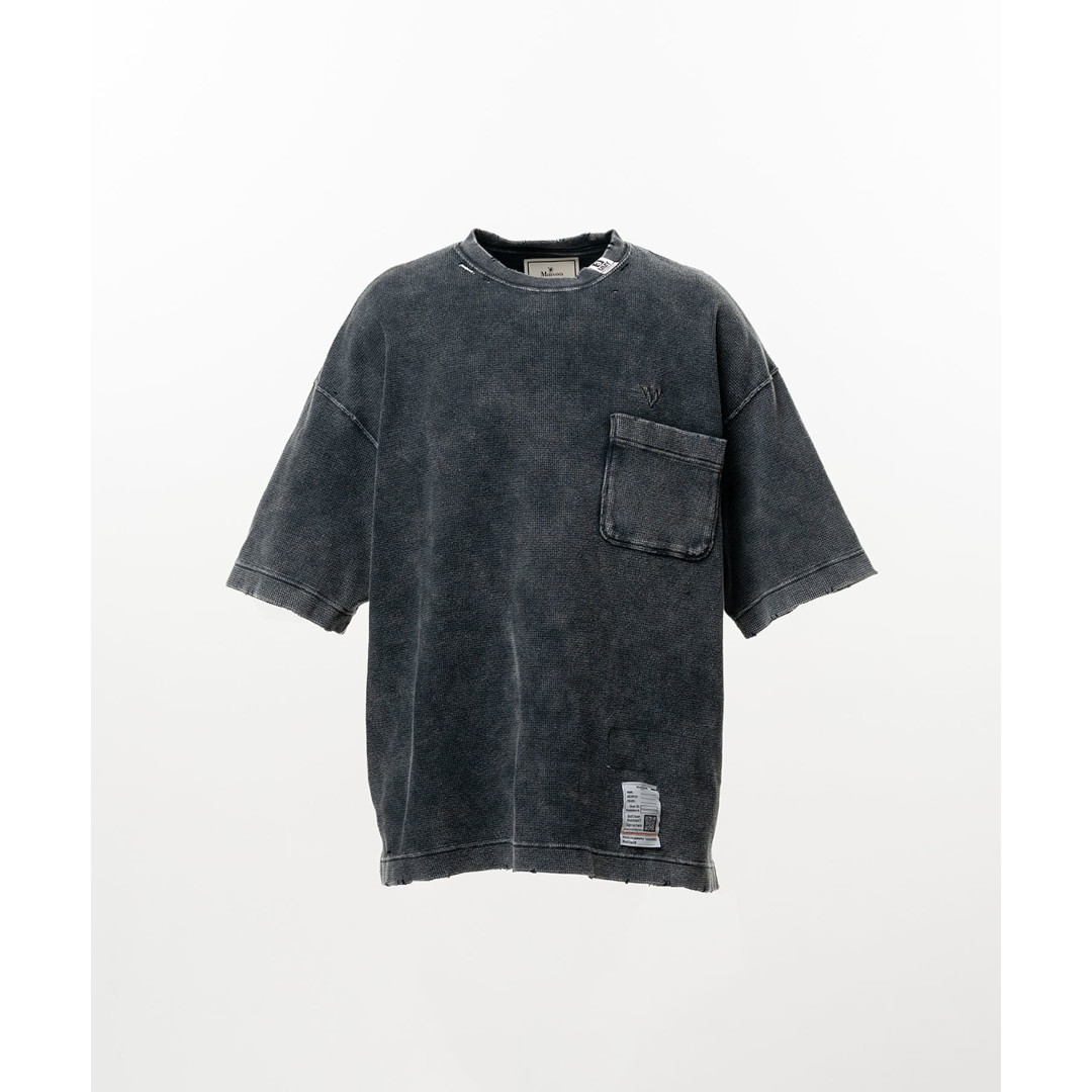 Maison MIHARA YASUHIRO | メゾンミハラヤスヒロ Bleached Thermal T-shirt BLACK (J16TS811) 26SS 26春夏 トップス Tシャツ 半袖 ショートスリーブ ブリーチ サーマル ワッフル クルーネック
