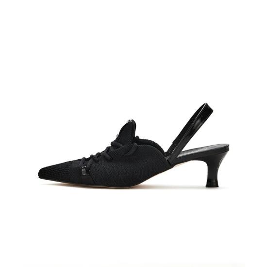 MAISON MAVERICK PRESENTS 【メゾン マヴェリック プレゼンツ】 Knit Lace-Up Sneaker Heels Black (MS2325) 26SS 26春夏　スニーカーヒール
