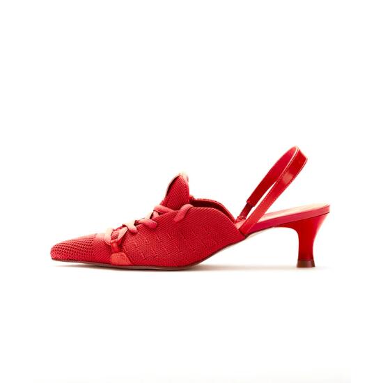 MAISON MAVERICK PRESENTS 【住み家 マヴェリック プレゼンツ】 Knit Lace-Up Sneaker Heels Red (MS2325) 26SS 26春夏 スニーカー踵