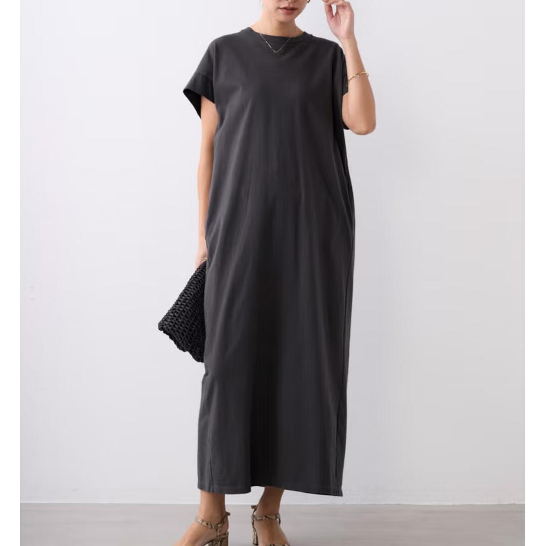★ MICA \u0026 DEAL 【マイカアンドディール】人付き合い冷感/汗じみ押しとどめる-クルーネックカットソーワンピース  CHARCOAL (0126204137) 26SS 26春夏 衣裳 カットソーワンピース