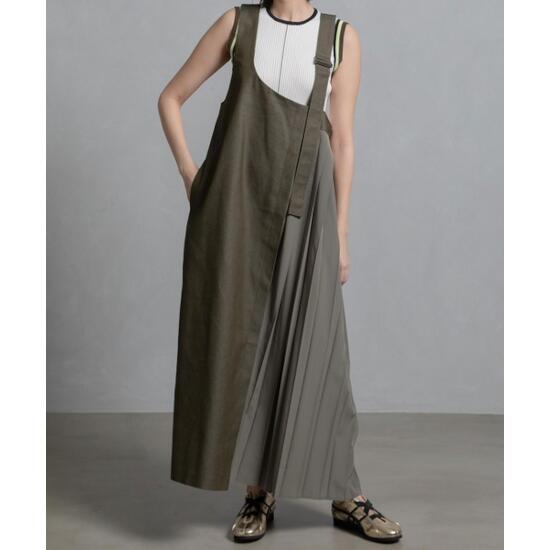 MARECHAL TERRE 【マルシャルテル】 サイドプリーツジャンパースカート KHAKI (ZMT252OP110) 25SS 25春夏 スカート ジャンパースカート