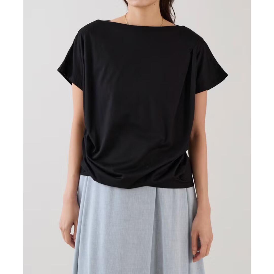 【marmors】 asymmetry tuck T-shirt BLACK (0226109021) 26SS　26春夏　トップス　Tシャツ｜セレクトショップ　モンドジャコモ