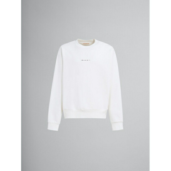 MARNI 【 マル二 】 ホワイト ミニロゴ入り オーガニックコットン製 スウェットシャツ (FUMU0074P9USCU87L2W02) 24AW 24秋冬 【 送料無料 】 正規品 オーガニック ロゴ スウェット トップス パーカー メンズ