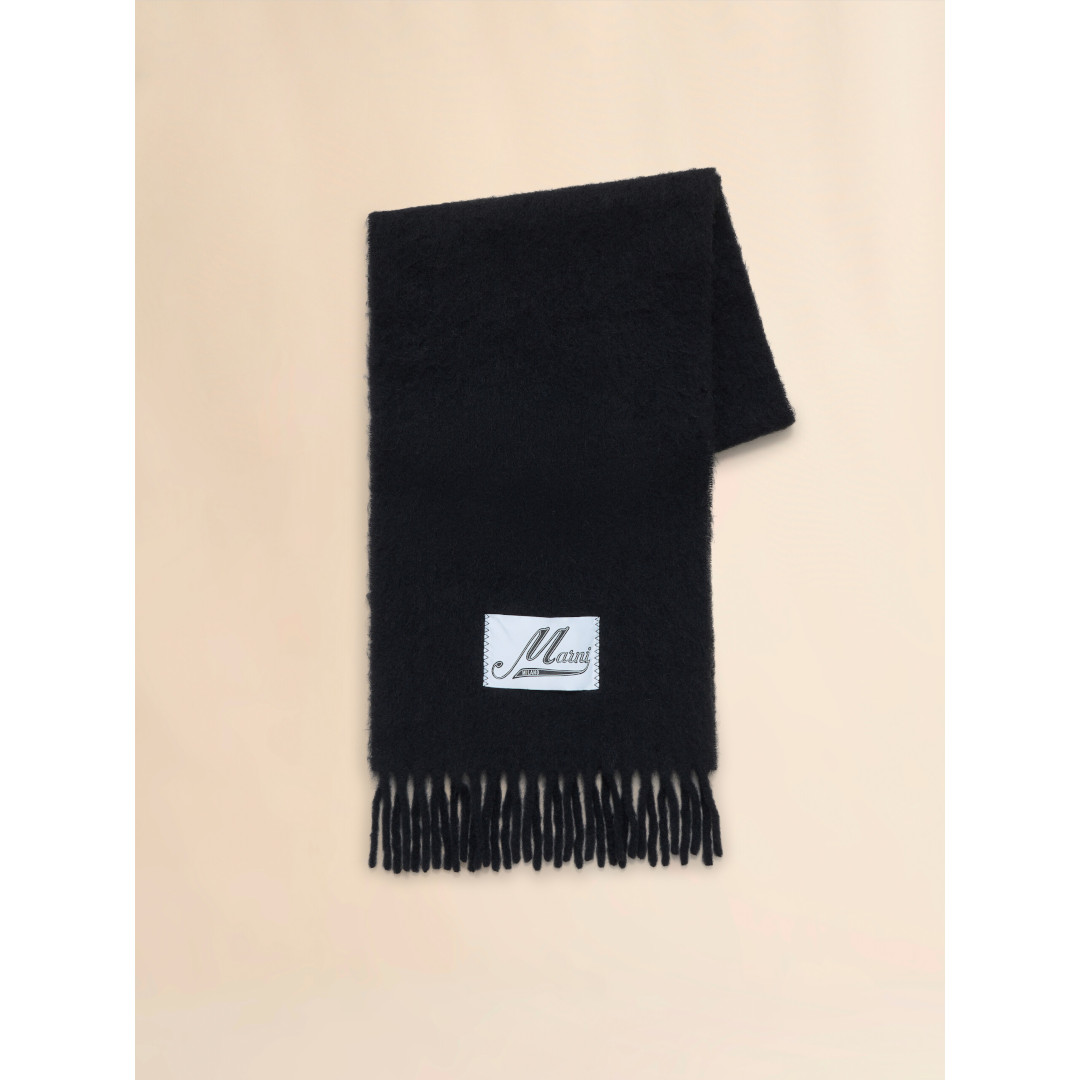 MARNI | マルニ   brushed alpaca scarf  BLACK (ASZC0005A0UTW9180XN99) 25AW 25秋冬【 貨物輸送無料 】 定まり品 アルパカ えり巻き 消音装置 袈裟 メンズ レディース ブランド名 フリンジ