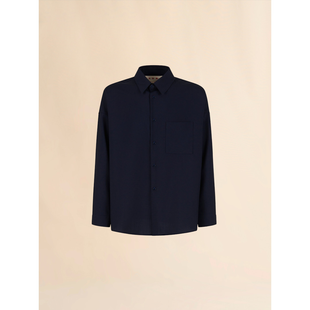 MARNI | マルニ TROPICAL WOOL LONG SLEEVED SHIRT BLUE BLACK (CUMU0061X3TW83900B99) 25AW 25秋冬【 送料無料 】 正規品 トップス シャツ ウールシャツ｜セレクトショップ　モンドジャコモ