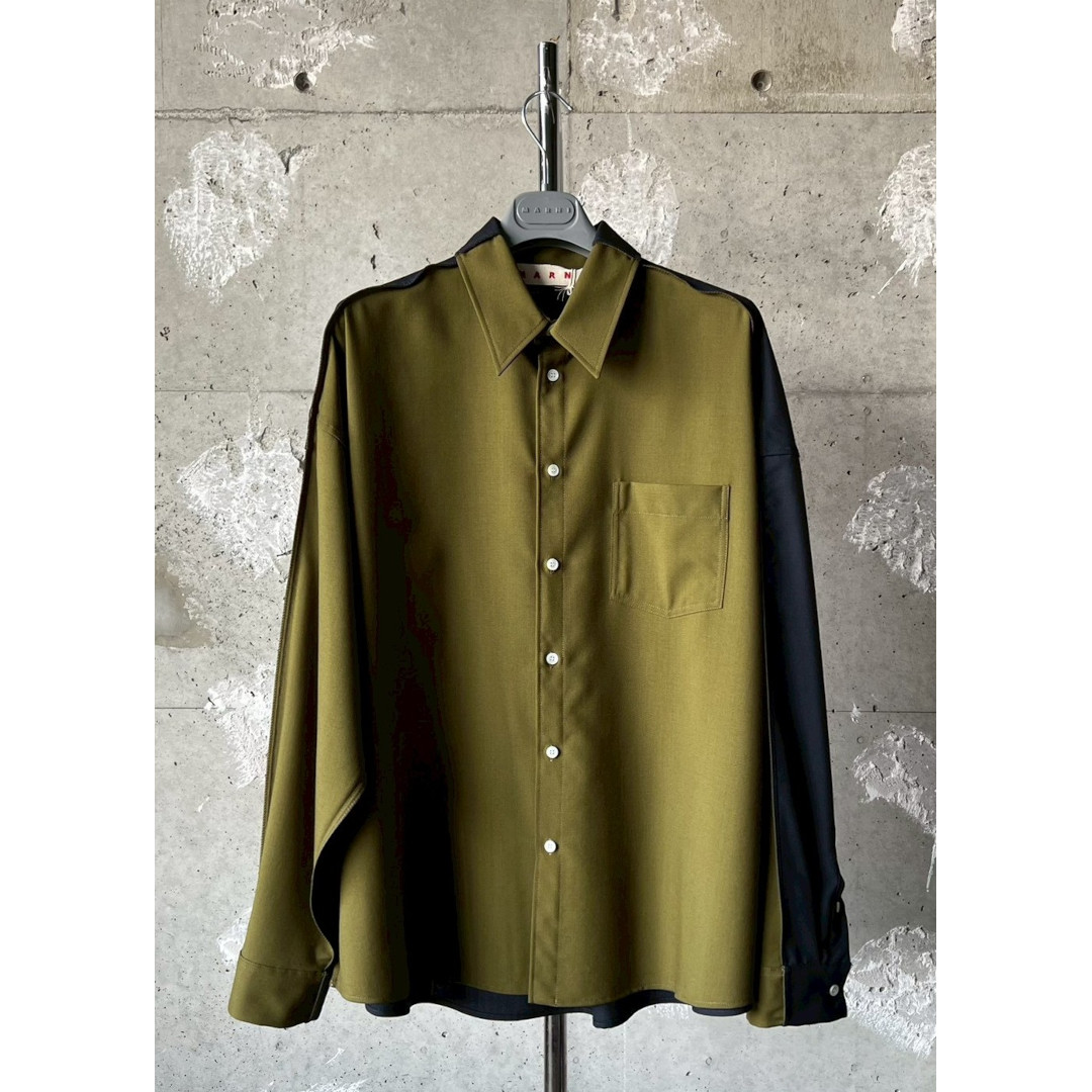 ＼全品P10倍！4/4(土)20時～／ MARNI | マル二 Tropical Wool SHIRT DUSTY OLIVE 00V51 (CUMU0375Q0UTW839) 26SS 26春夏【 送料無料 】 正規品 トップス シャツ