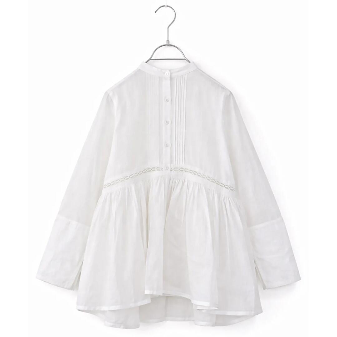 ＼全品10%OFFクーポン配布中／ MARILYN MOON 【マリリンムーン】sheer starched cotton lace flare blouse　05.WHITE (4261-113) 26SS 26春夏　コットン　ブラウス