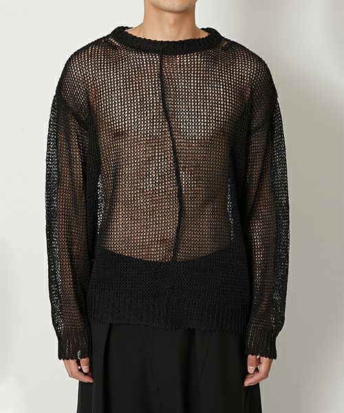 ALMOSTBLACKLINE MESH CREW NECK KNIT BLACK (23SS-KT02) 23SS 23春夏