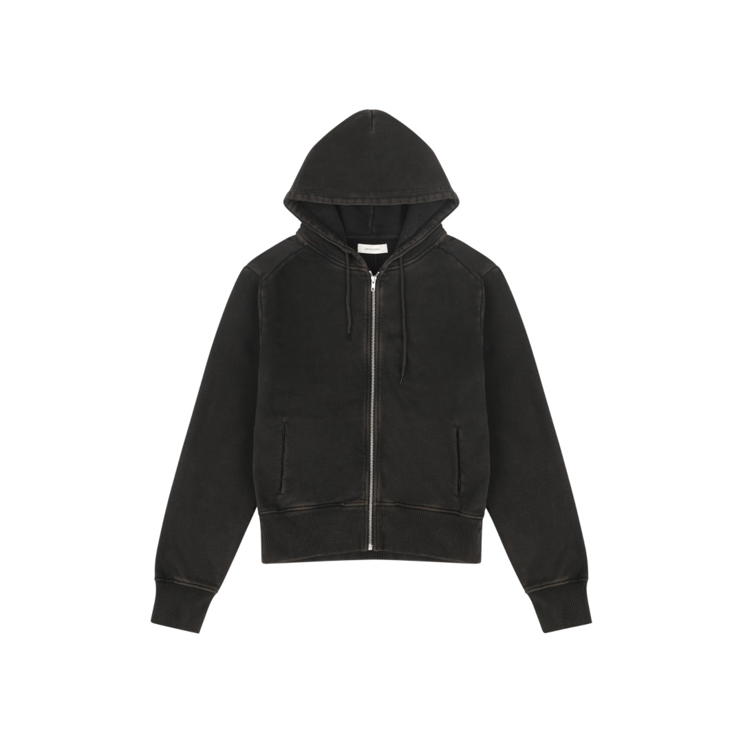 Entire Studios | エンタイアスタジオ Slim Zip Up WASHED BLACK (ESSS26HO01012)26SS 26春夏トップス パーカー フーディー スウェット ジップ ジップアップ ユニセックス スリム