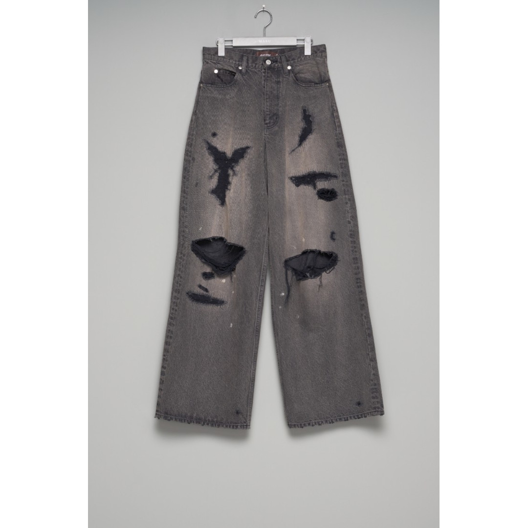 ＼全品P10倍！4/4(土)20時～／ MASU | エムエーエスユー MB BAGGY JEANS ANGEL DAMAGE BLACK (B26U6PL003) 26SS 26春夏 パンツ デニム ジーンズ バギー ワイド エンジェル ダメージ BOYS 岡山