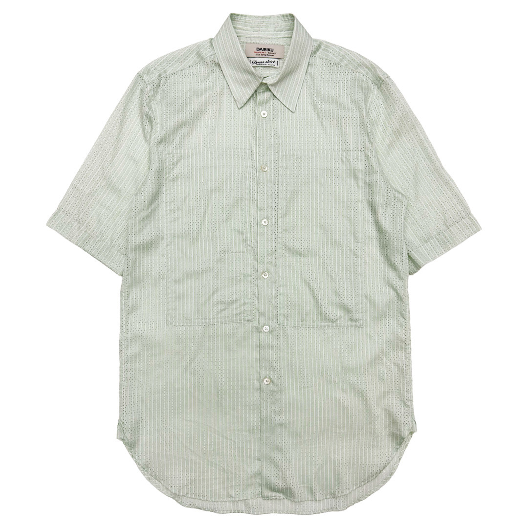 DAIRIKU | ダイリク Punching Stripe W-PKT Dress H-S Shirt GREEN STRIPE（26SS SH10）26SS 26春夏 トップス シャツ パンチング ストライプシャツ ドレスシャツ EPISODE17