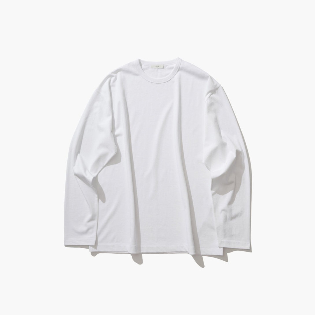 ＼全品10%OFFクーポン配布中／ ATON | エイトン DRY COTTON JERSEY | STANDARD LONG SLEEVE T-SHIRT WHITE (AT-KKAGLM0111) Tシャツ トップス ロングスリーブ 長袖