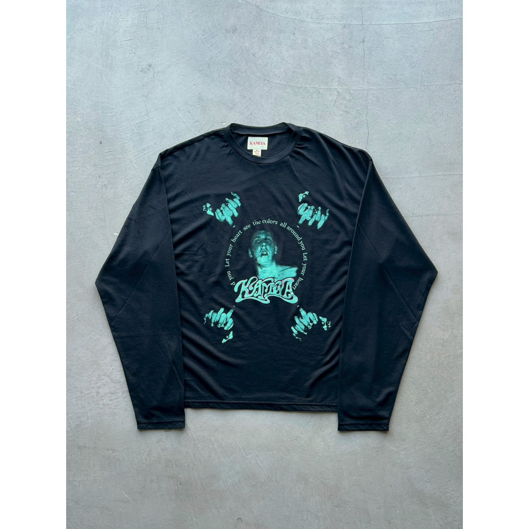 KAMIYA | カミヤ  \"JLSYBOY\"" SrJsy L/S TEE BLACK (G16LT081) 26SS 26春夏 トップス プルオーバー 刷り上げる"