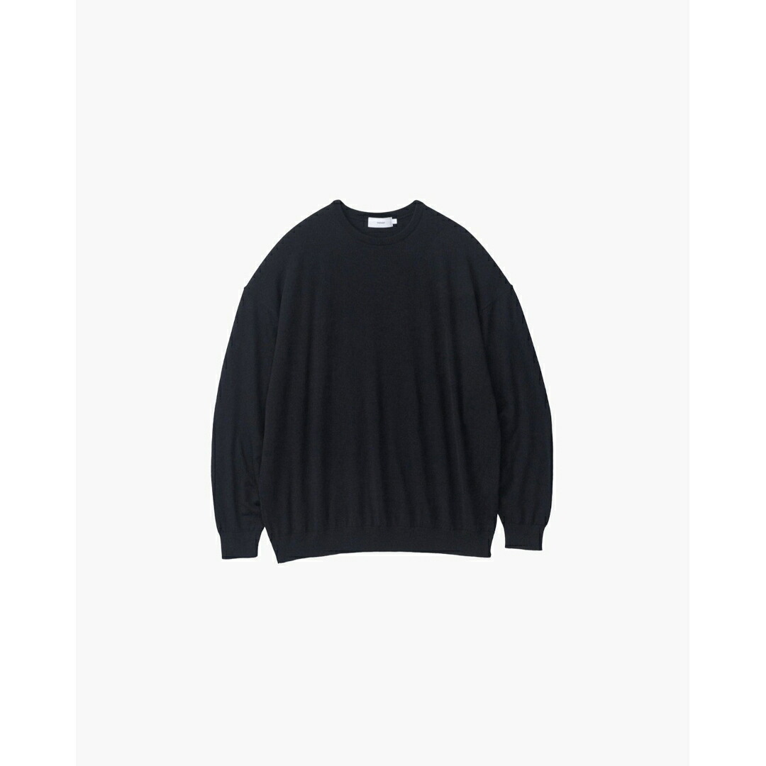 Graphpaper | グラフ記録つづり方  Broad L/S Oversized Regular Collar Shirt  NAVY (GU253-80205B)  25AW 25秋冬 編み物 厚地の外套大きさ ハイゲージクルーネックニット
