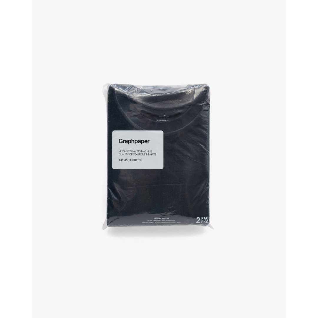 Graphpaper | グラフペーパー 2-Pack Crew Neck Tee NAVY (GU252-70001B) トップス Tシャツ 丸胴天竺 オーバーサイズ パックT 白T