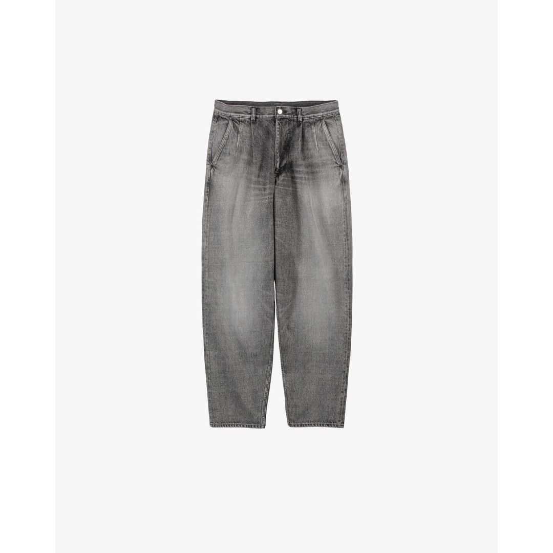 Graphpaper | グラフペーパー Selvage Denim Two Tuck Tapered Pants -LIGHT FADE- BLACK (GU261-40060LB) 26SS 26春夏 パンツ デニム セルビッチ タック ２タック テーパード ワイド Cone Denim