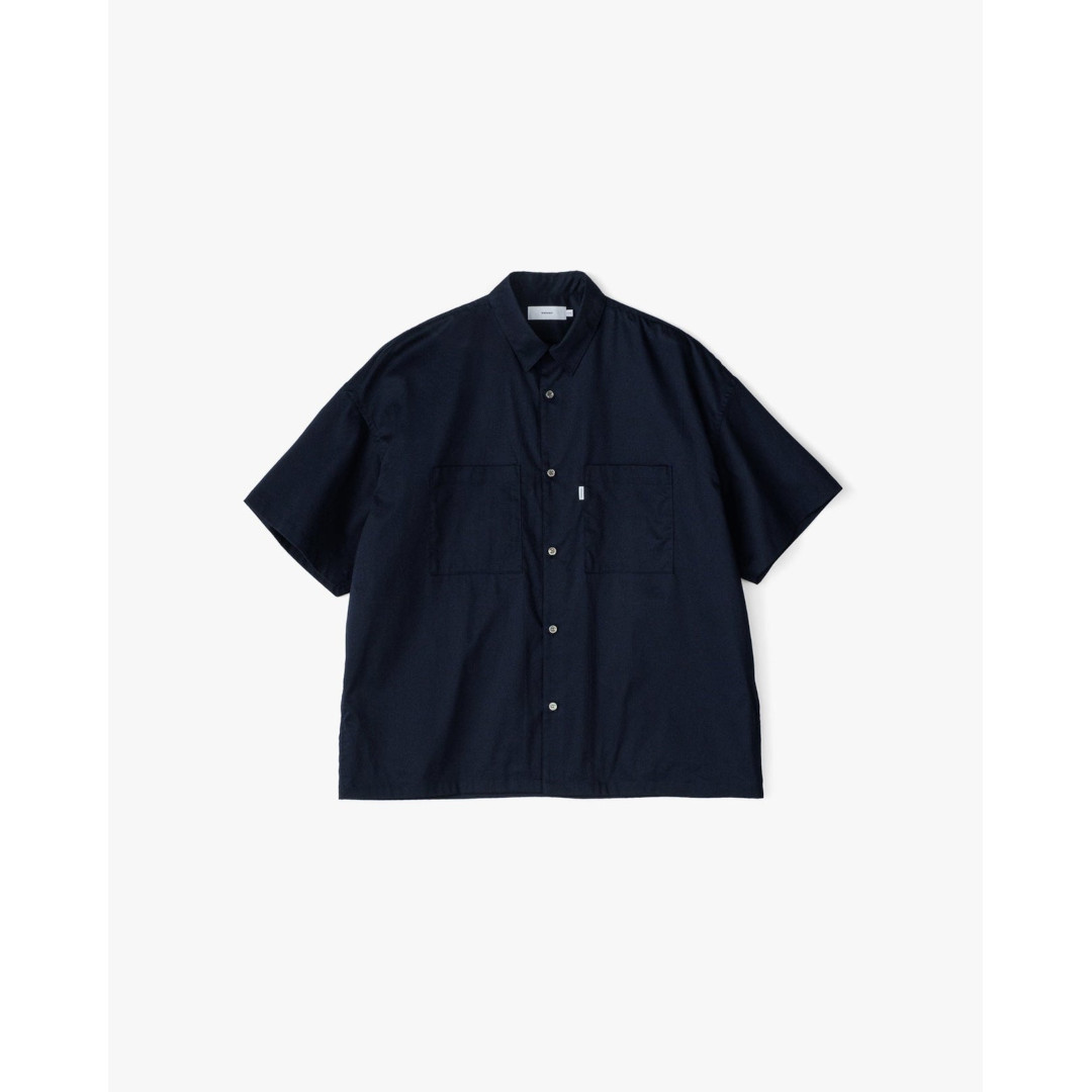 Graphpaper | グラフペーパー Solotex Twill S/S Oversized Box Shirt NAVY (GM261-50159B) 26SS 26春夏 トップス シャツ ショートスリーブ 半袖 オーバーサイズ ボックス ソロテックス ストレッチ｜セレクトショップ　モンドジャコモ