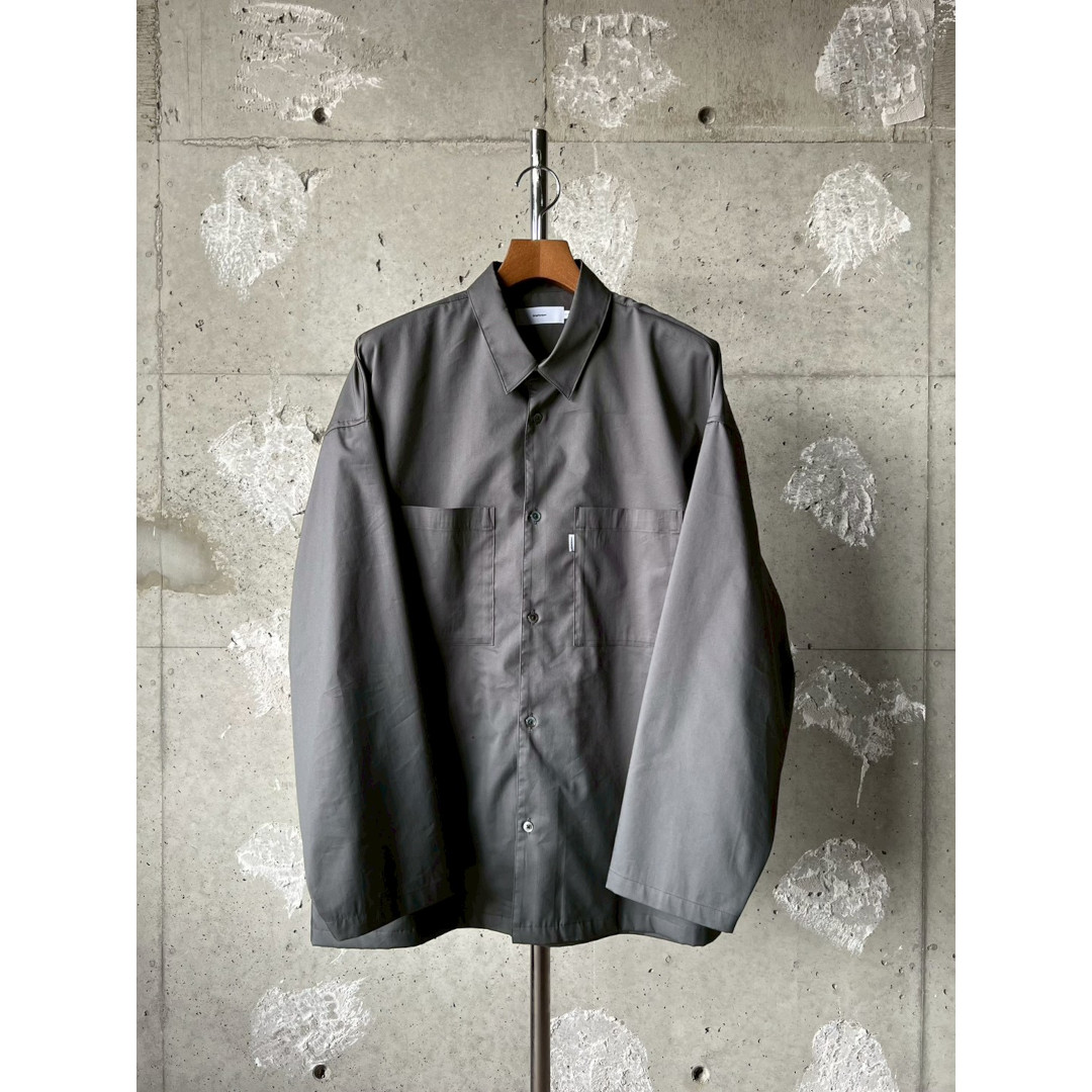 Graphpaper | グラフペーパー Solotex Twill L/S Oversized Box Shirt GRAY (GM261-50160B) 26SS 26春夏 トップス シャツ ロングスリーブ 長袖 オーバーサイズ ボックス ソロテックス ストレッチ